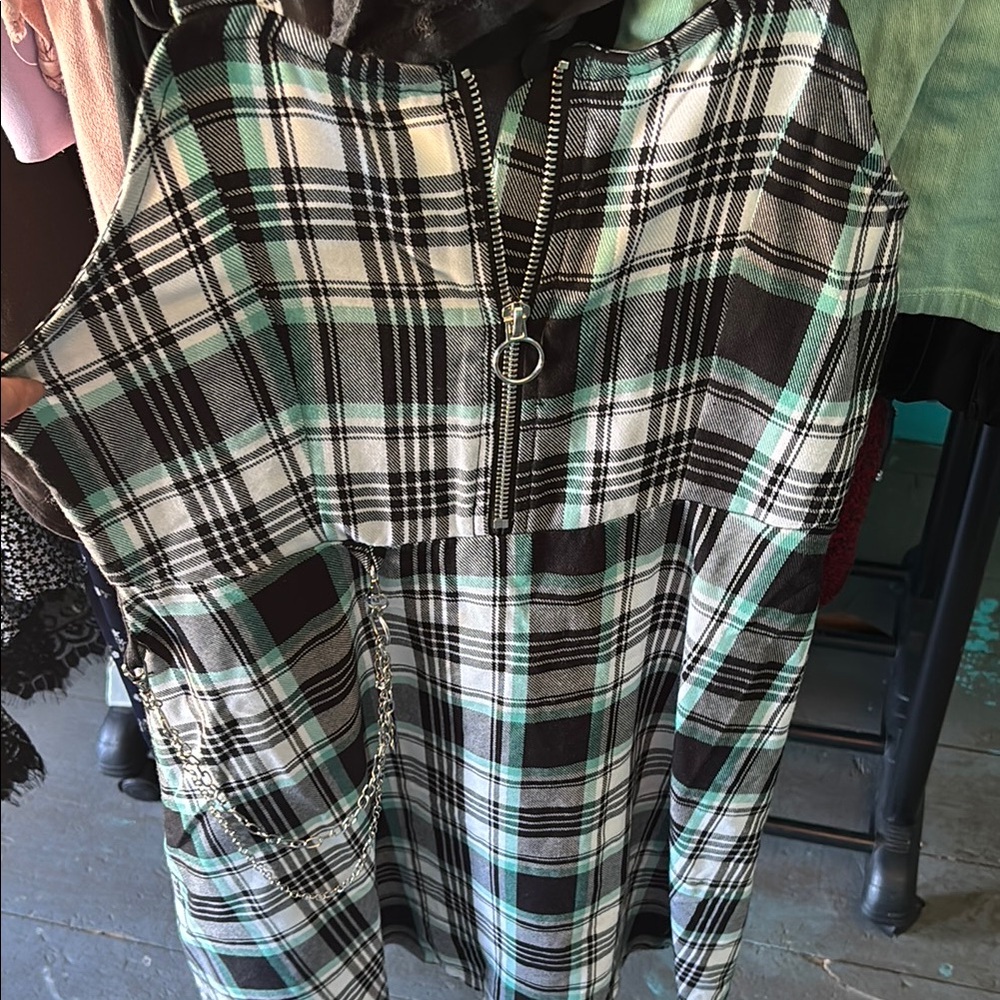 Plaid Sleeveless Dress with Zipper